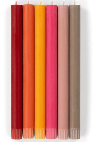 Warm Colours Dinner Candles S/2