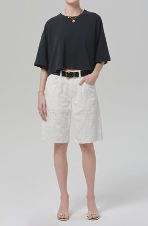 court denim short in blanc
