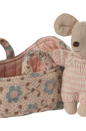 Maileg Baby Mouse in Carry Cot