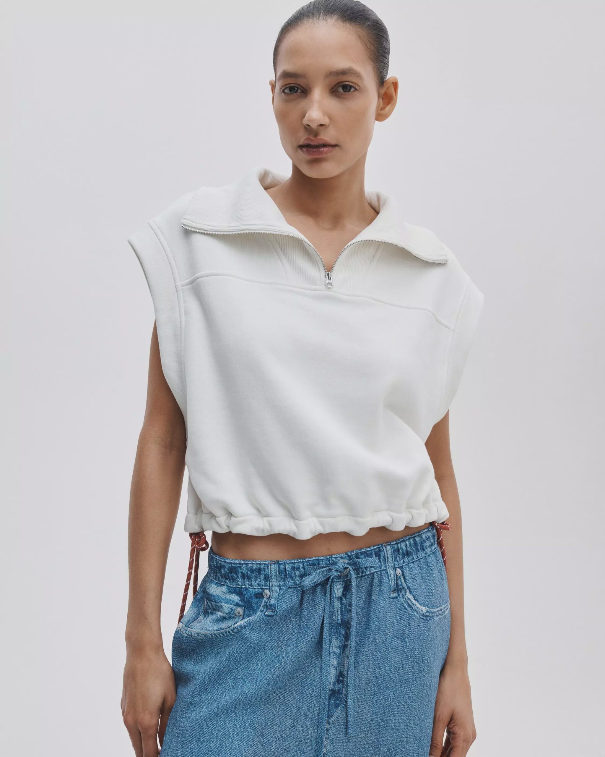 vintage terry half zip muscle