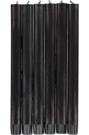 Jet Black Eco Dinner Candles S/2