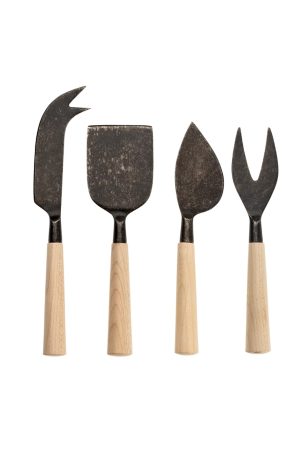 Maple Wood Cheese Knives Black S/4