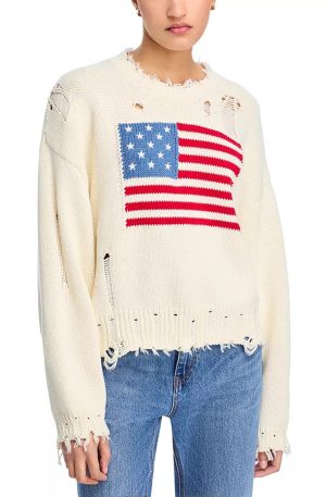 OVERSIZED CROPPED AMERICAN FLAG SWEATER