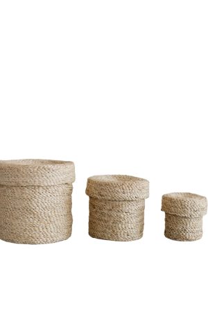 Round Lidded Jute Basket