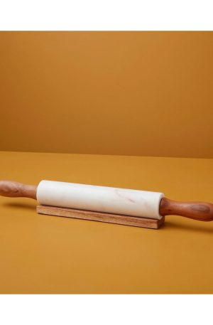 Rolling White Marble Acacia Pin