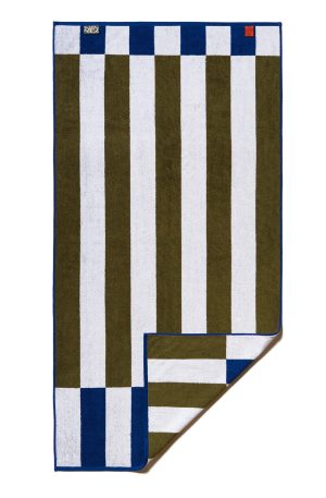 Navy/Moss Stripe Bath Towel