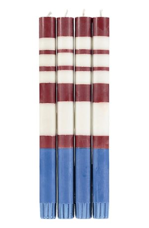 Striped Guardsman Red & Royal Blue Candles S/2