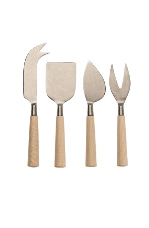Maple Wood Cheese Knives Stainless  S/4