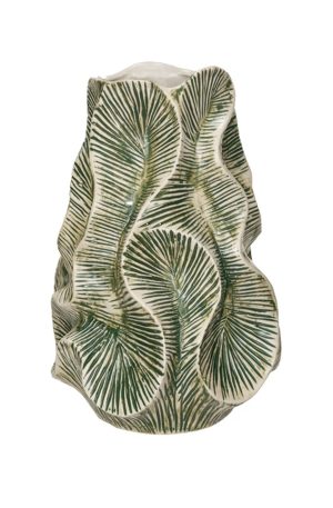 Green Floral Texture Vase (Round stone vase)