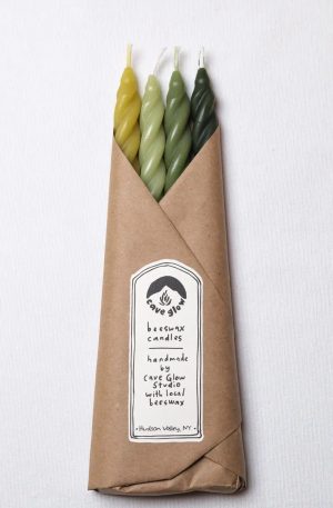 Woodland Spiral Beeswax Candles S/4